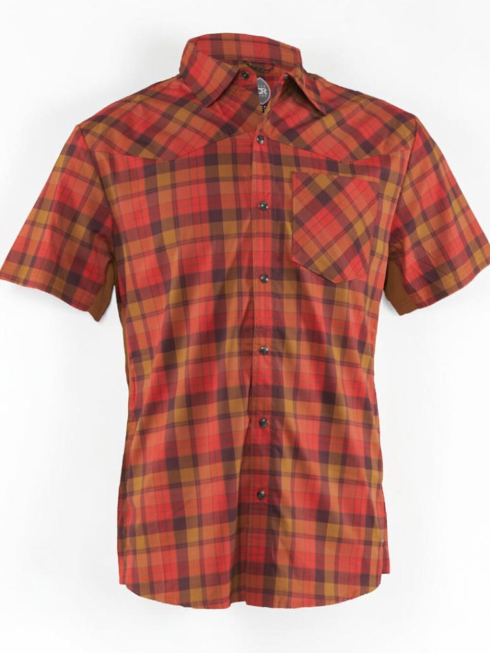 Club Ride New West Men's Flame Red Plaid Short Sleeve Cycling Shirt Size L